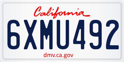 CA license plate 6XMU492
