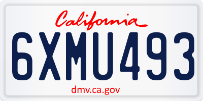 CA license plate 6XMU493