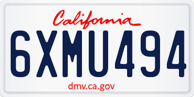 CA license plate 6XMU494
