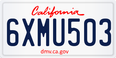 CA license plate 6XMU503