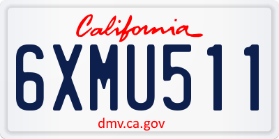 CA license plate 6XMU511