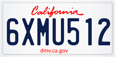 CA license plate 6XMU512