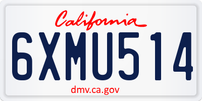 CA license plate 6XMU514