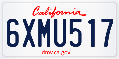 CA license plate 6XMU517