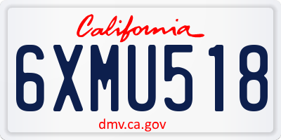 CA license plate 6XMU518