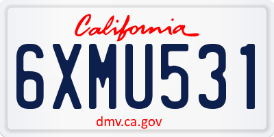 CA license plate 6XMU531