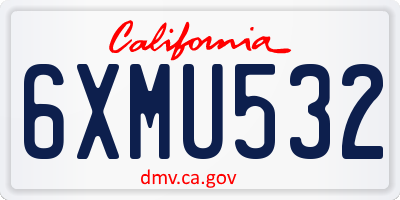 CA license plate 6XMU532