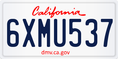 CA license plate 6XMU537