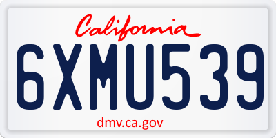 CA license plate 6XMU539