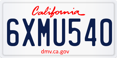 CA license plate 6XMU540