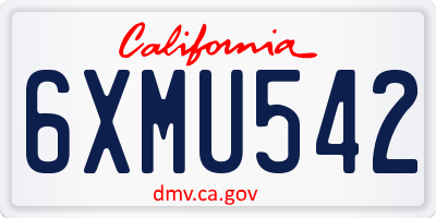 CA license plate 6XMU542