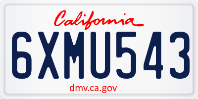 CA license plate 6XMU543