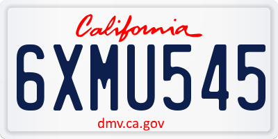 CA license plate 6XMU545