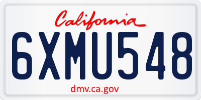 CA license plate 6XMU548