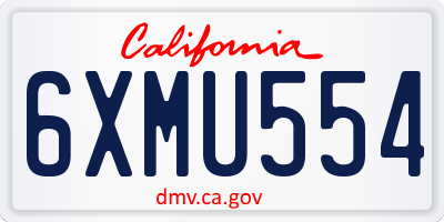 CA license plate 6XMU554