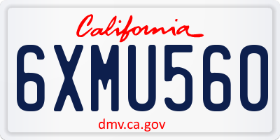 CA license plate 6XMU560