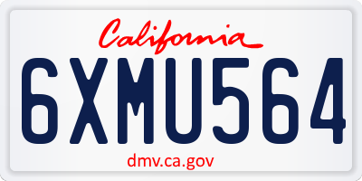 CA license plate 6XMU564