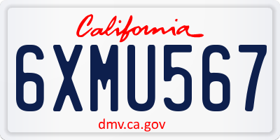 CA license plate 6XMU567
