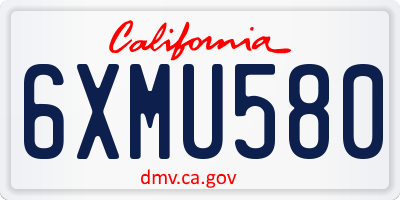 CA license plate 6XMU580