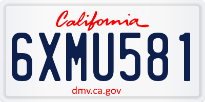 CA license plate 6XMU581