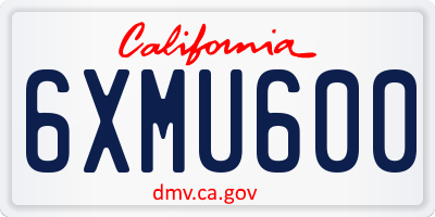 CA license plate 6XMU600