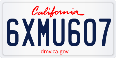 CA license plate 6XMU607