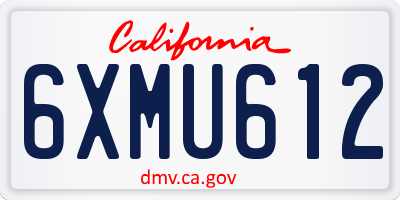 CA license plate 6XMU612
