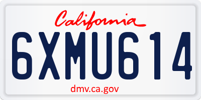 CA license plate 6XMU614