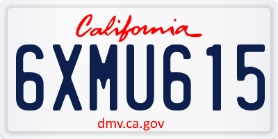CA license plate 6XMU615