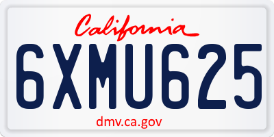 CA license plate 6XMU625