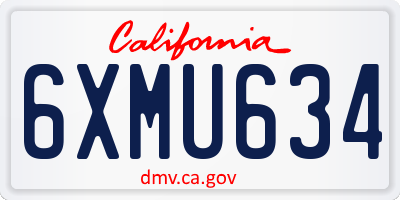 CA license plate 6XMU634
