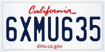CA license plate 6XMU635