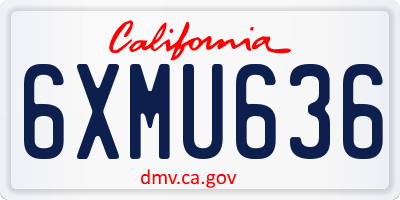 CA license plate 6XMU636