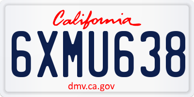 CA license plate 6XMU638