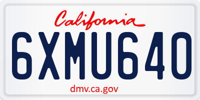 CA license plate 6XMU640