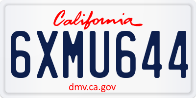 CA license plate 6XMU644