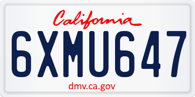 CA license plate 6XMU647