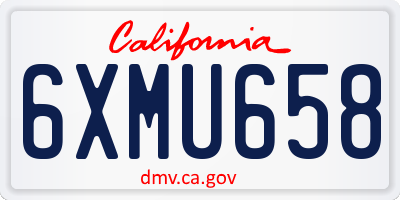 CA license plate 6XMU658