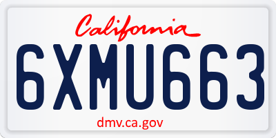 CA license plate 6XMU663