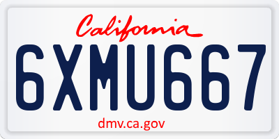 CA license plate 6XMU667