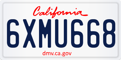 CA license plate 6XMU668