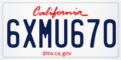 CA license plate 6XMU670