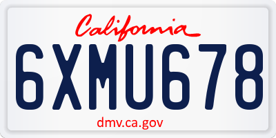 CA license plate 6XMU678