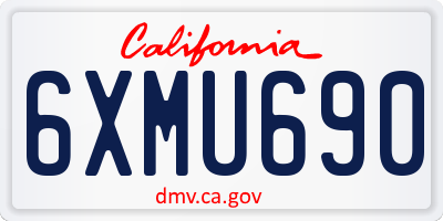 CA license plate 6XMU690