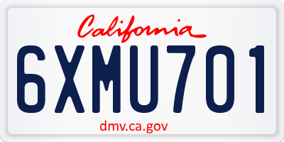 CA license plate 6XMU701