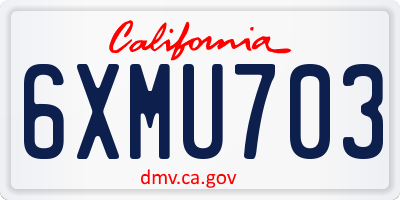 CA license plate 6XMU703