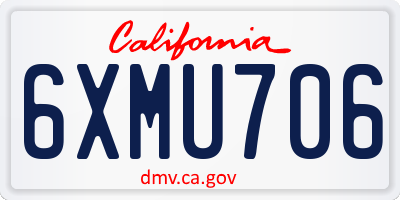 CA license plate 6XMU706