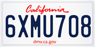 CA license plate 6XMU708