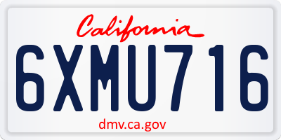 CA license plate 6XMU716