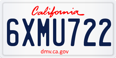 CA license plate 6XMU722